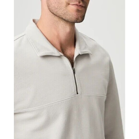 PAIGE Sweatshirt Mens Medium Gray 1/4 Zip Pullover Casual Terry DAVION $189 - Picture 1 of 9
